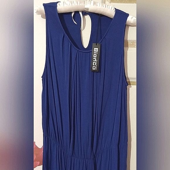 BIANCA Nygard🦋 Rare Blue Rayon Sleeveless Blouse with Unique Long Pleated Tie - Picture 4 of 11